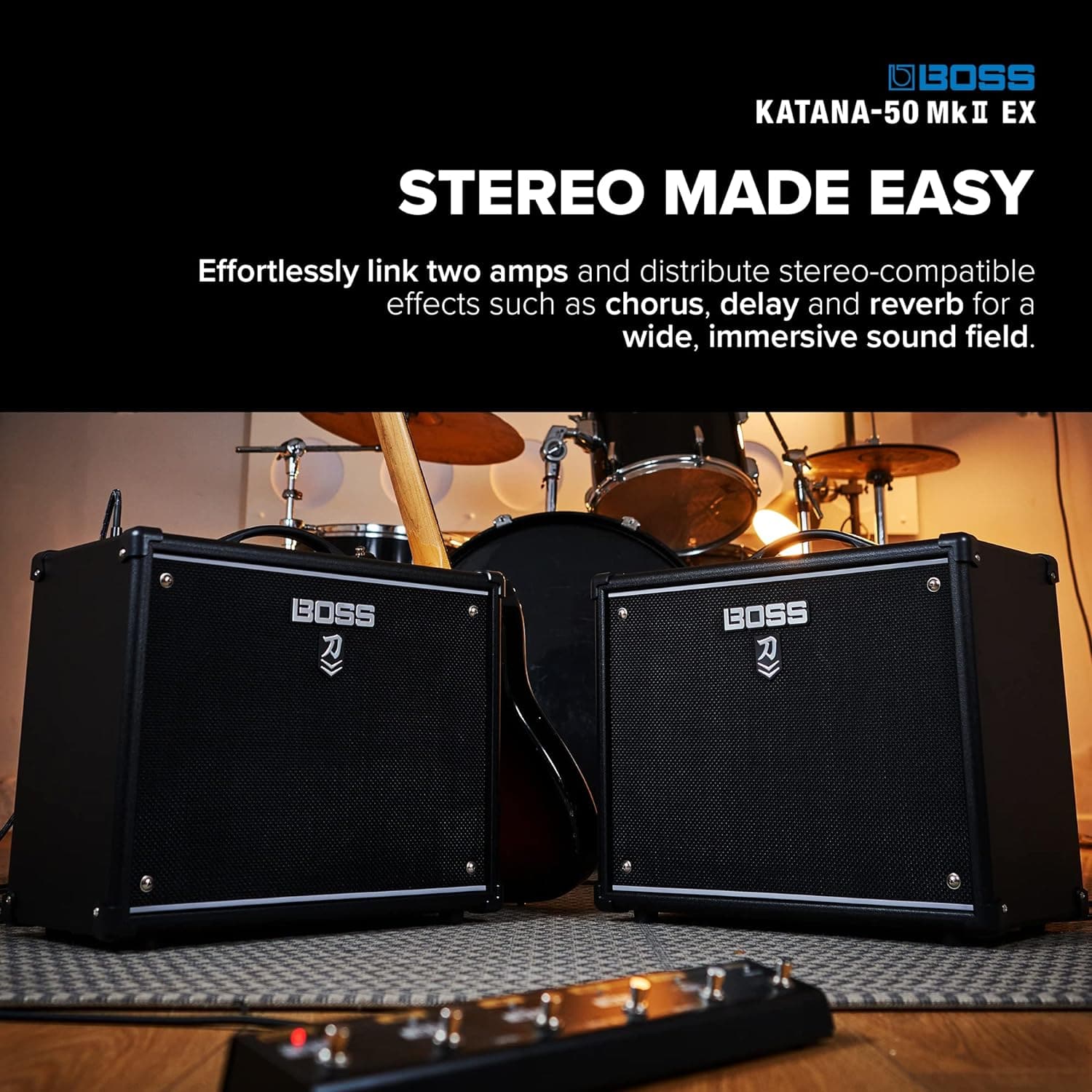 Buy BOSS,BOSS KATANA-50 MkII EX Guitar Amplifier | 50-Watt Combo Amp | GA-FC/GA-FC EX Foot Controller Support | Line Output with Cabinet Emulation | Link Second Katana-50 MkII Model with Stereo Expand Feature - Gadcet UK | UK | London | Scotland | Wales| Near Me | Cheap | Pay In 3 | Audio Amplifiers